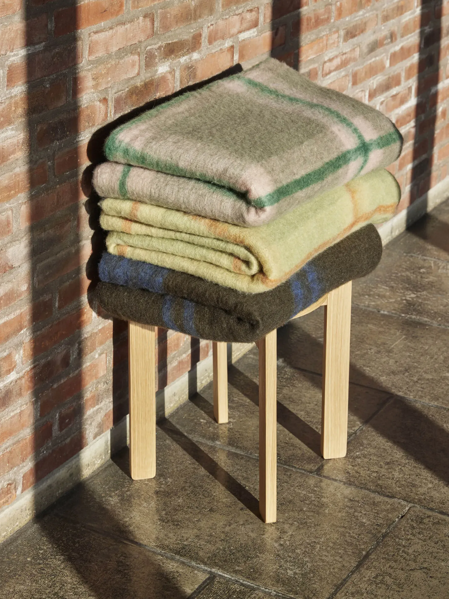BENSIMON Plaids<Plaid a carreaux vert rose 140x200 - hub... VERT/ROSE